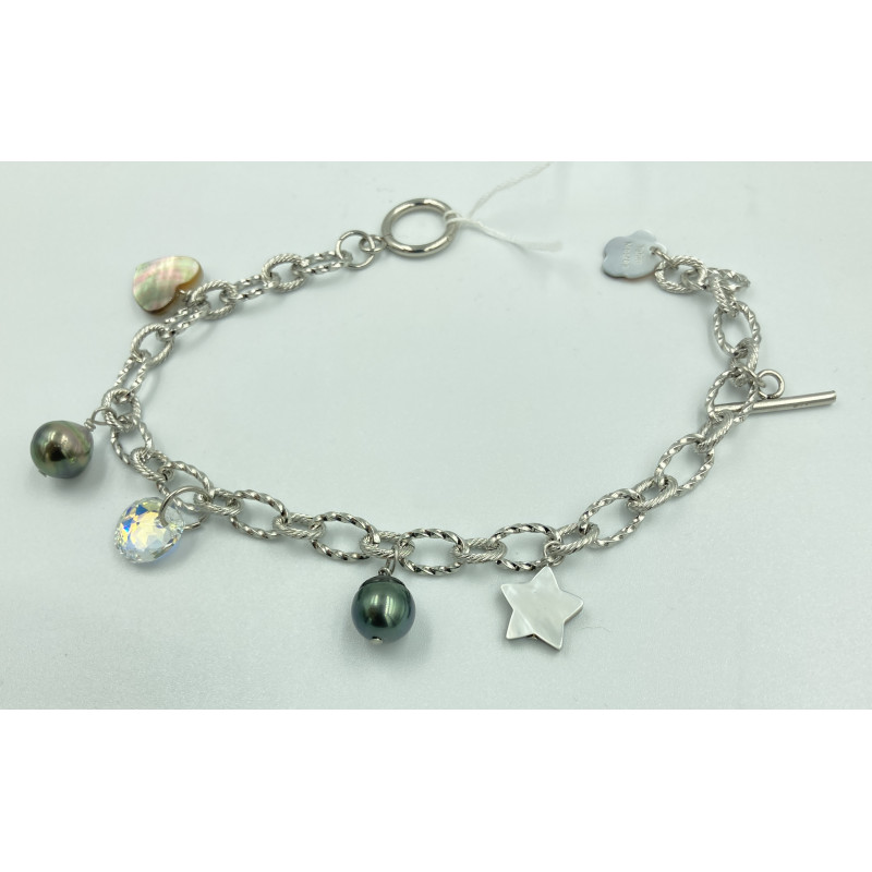Bracelet breloque & perles de tahiti