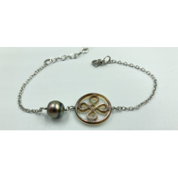 bracelet nacre ajourée et perle de tahiti