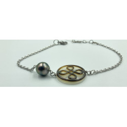 Bracelet nacre ajourée & perle de tahiti